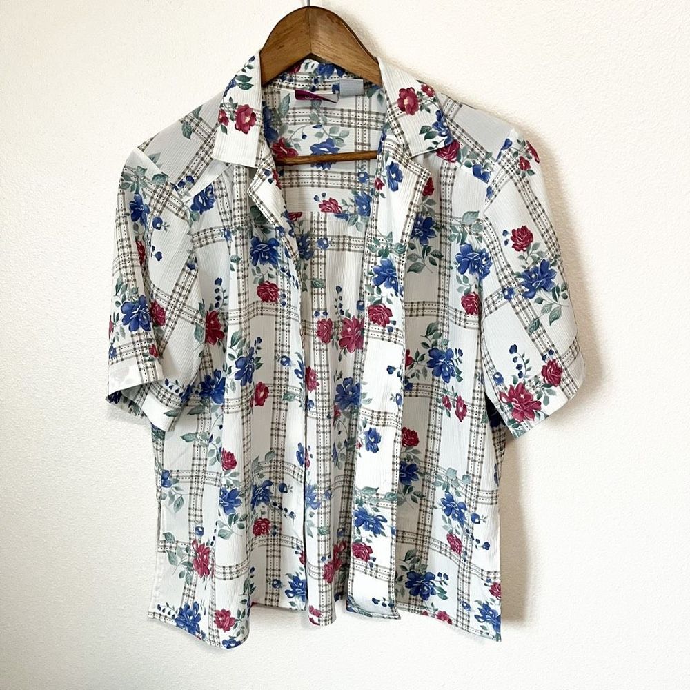 Vintage Tan Joy Button Up top Size 10 Petite